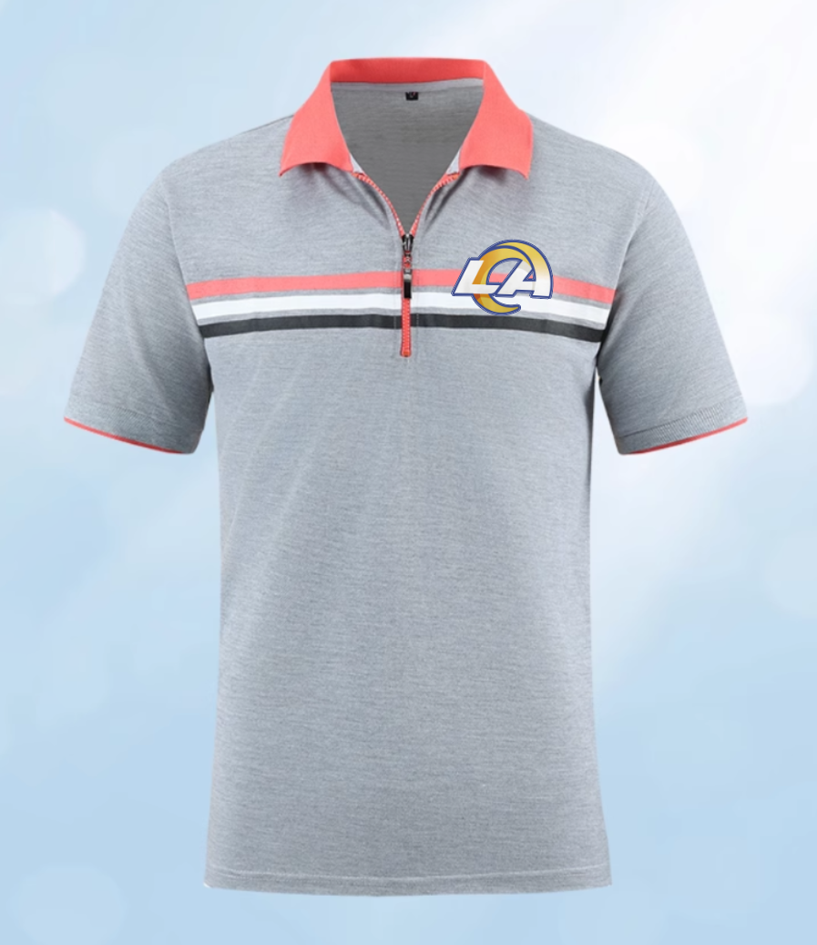 Los Angeles Rams grey Men 2025 NFL polo T shirt->nfl t-shirts->Sports Accessory